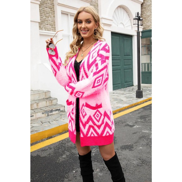 Argyle Open Front Pocket Cardigan - Picture 4 of 11